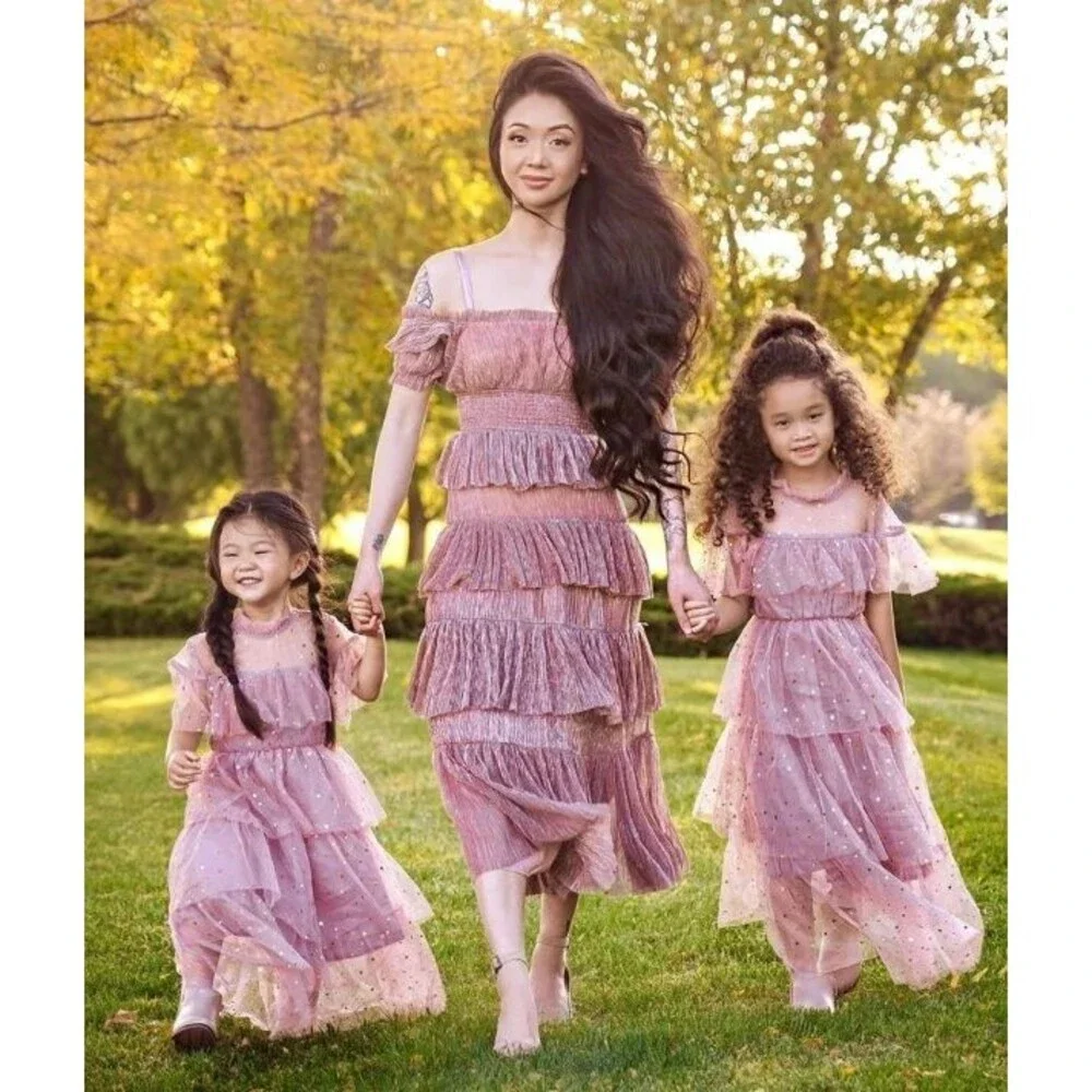 New Joce and Roe Women's XL Edie Pink Sparkle Tiered Party Cocktail Dress
